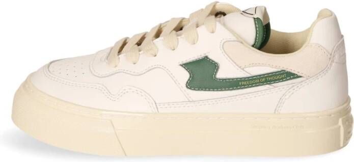 S.w.c. Stepney Workers Club Stepney Workers Club Pearl Strike Leather Sneakers White Green Beige