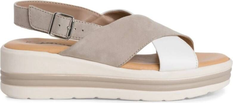 tamaris Beige Casual Open Platte Sandalen Beige Dames