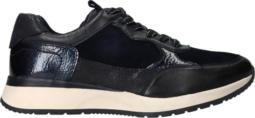 tamaris Blauwe Leren Sneaker met PureRelax Massage Voetbed Blue Dames