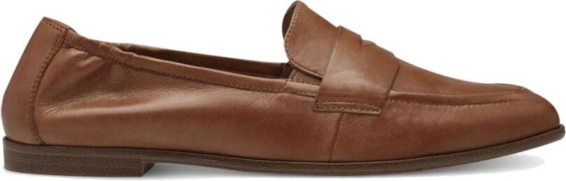 tamaris Bruin Leren Platte Schoenen Brown Dames