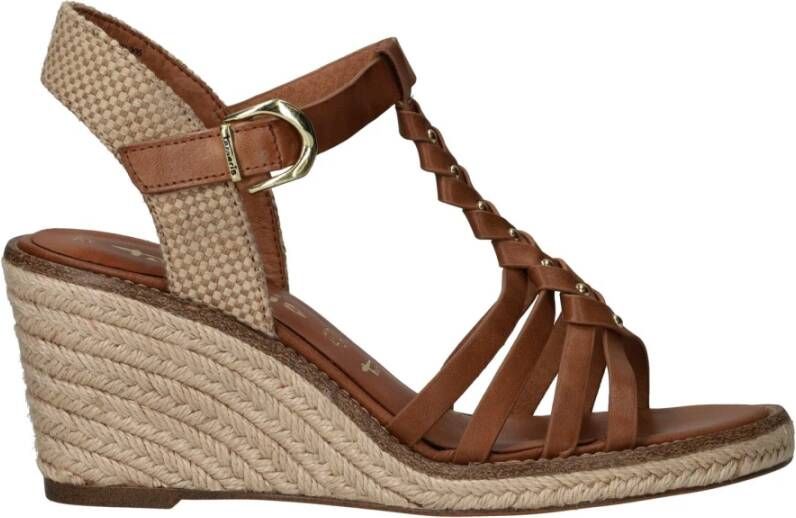 tamaris Bruine Gevlochten Sleehak Sandalen Brown Dames