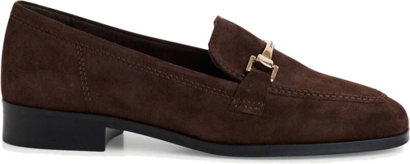 Tamaris Bruine Suède Loafer met Blokhak Brown Dames