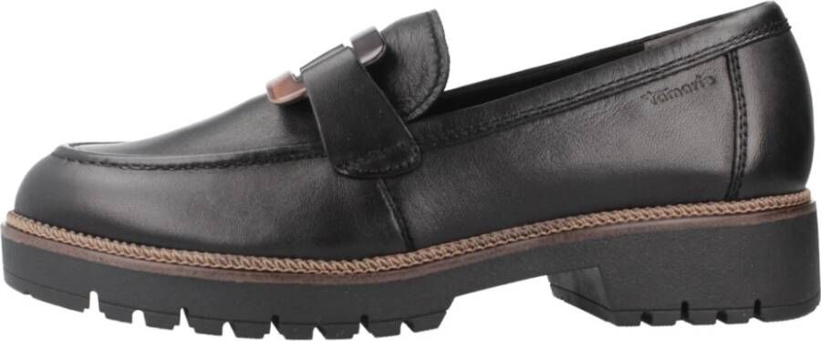 Tamaris Zwarte Leren Casual Loafers Black Dames