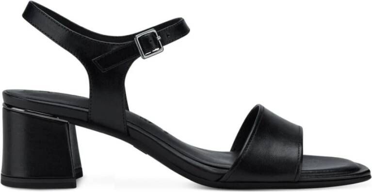 Tamaris Stijlvolle Zwarte Leren Sandalen Black Dames