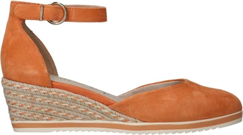 tamaris Oranje Suède Espadrille Sleehak Sandaal Orange Dames