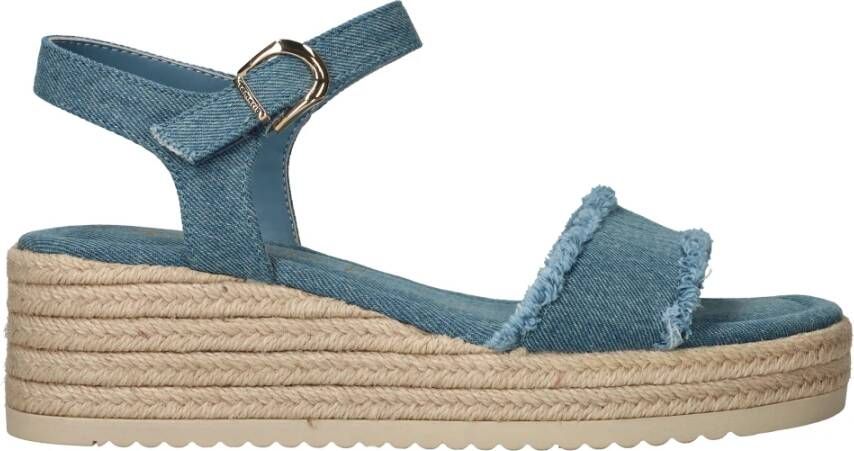 tamaris Platform sandaal met espadrille look Blue Dames