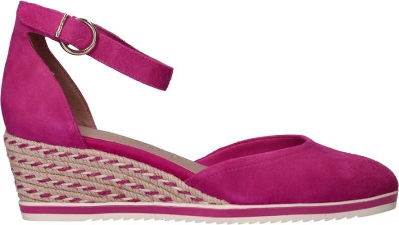 tamaris Roze Suède Sleehak Espadrille Sandaal Pink Dames