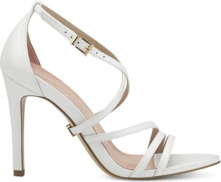 tamaris Stijlvolle Leren Hoge Hak Sandalen White Dames