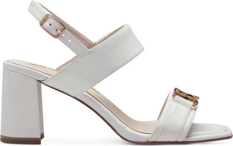 tamaris Witte Casual Open Platte Sandalen White Dames