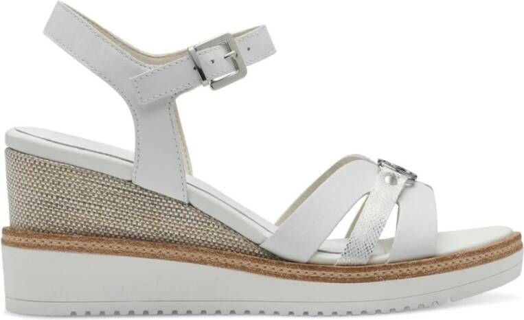 tamaris Witte Casual Platte Sandalen White Dames