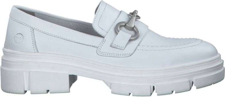 tamaris Witte Leren Loafers voor Dames White Dames