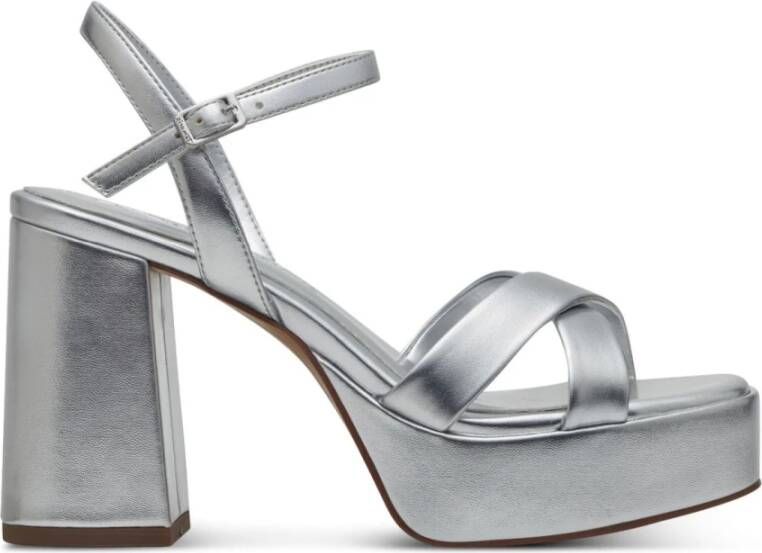 tamaris Zilveren Platte Sandalen voor Vrouwen Gray Dames