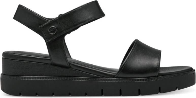 tamaris Zwarte Casual Open Platte Sandalen Black Dames