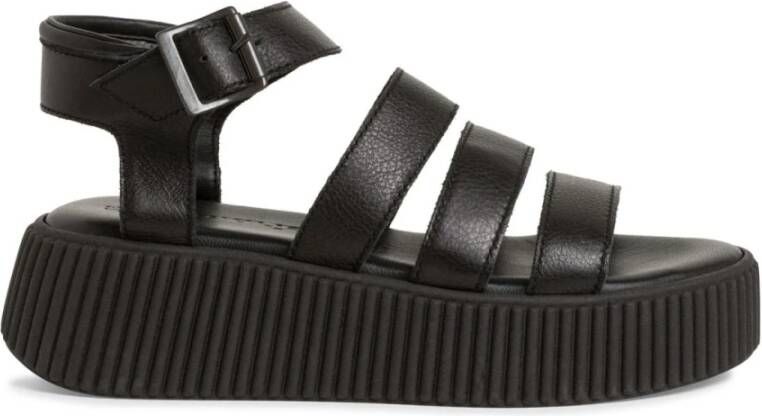 tamaris Zwarte Casual Open Platte Sandalen Black Dames