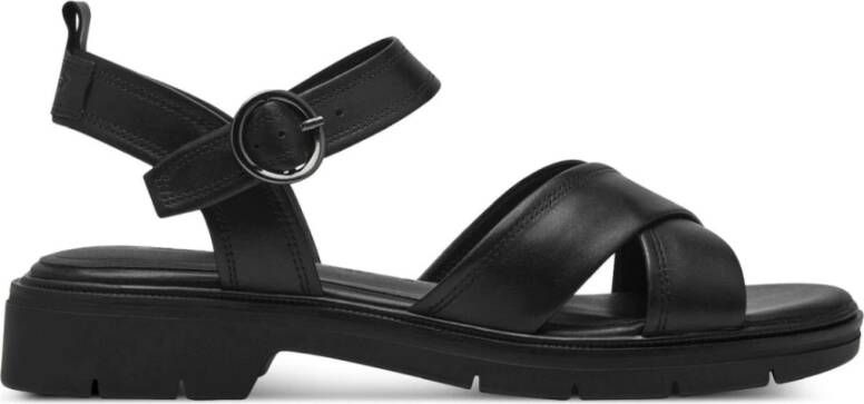 Tamaris Zwarte Casual Open Platte Sandalen Black Dames