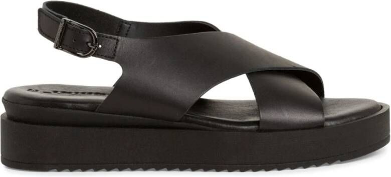 tamaris Zwarte Casual Open Platte Sandalen Black Dames