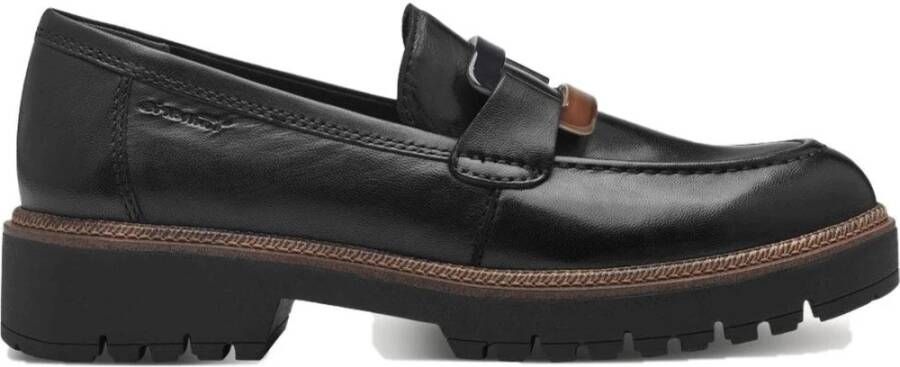 tamaris Zwarte Leren Casual Loafers Black Dames