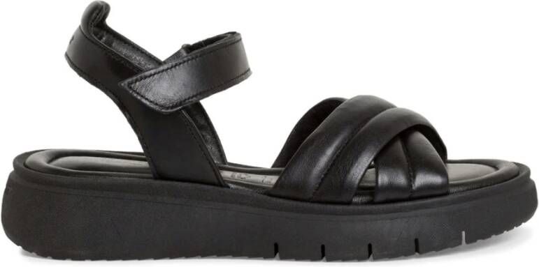 tamaris Zwarte Leren Casual Open Sandalen Black Dames