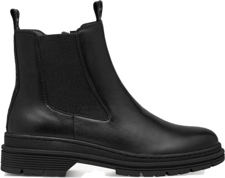 tamaris Zwarte Leren Chelsea Booties Black Dames