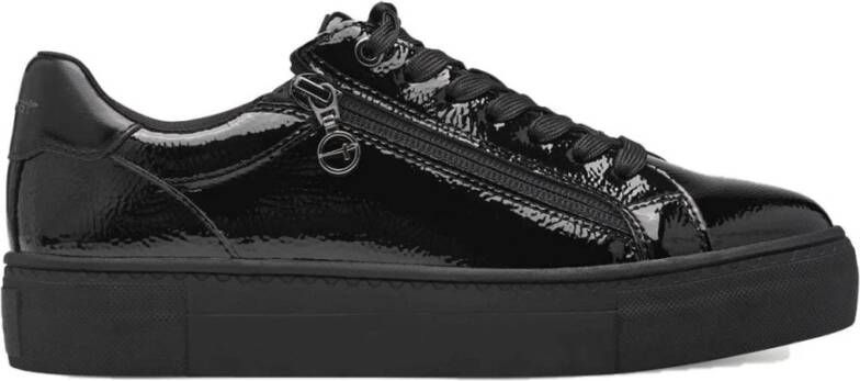 tamaris Zwarte Patent Lage Sneakers Black Dames