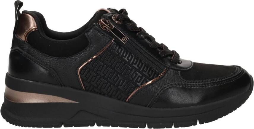 tamaris Zwarte Sneaker met Roségouden Accenten Black Dames