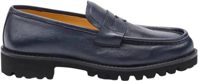 Testoni Courmayeur Loafer Grained Calf Blue Heren