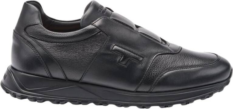 Testoni Cuneo Sneaker Sport Napa Kalfsleer + Grainde Kalfsleer Black Heren