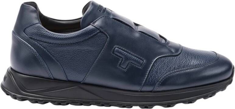 Testoni Cuneo Sneaker Sport Napa Kalfsleer +Grained Kalfsleer Blue Heren