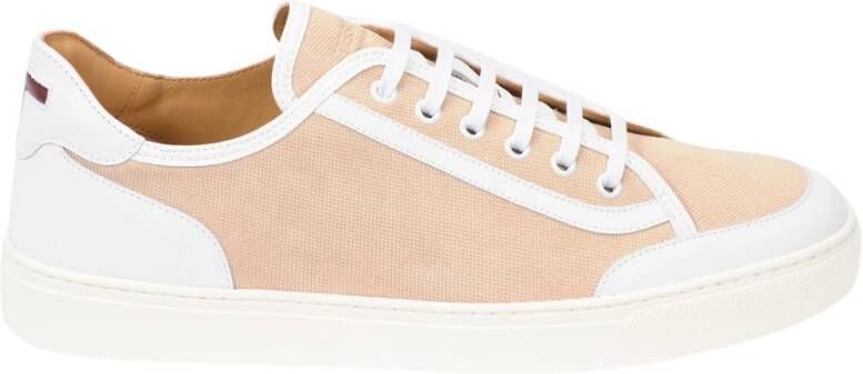 Testoni Gedrukte Canvas Suède Sneaker Beige Heren