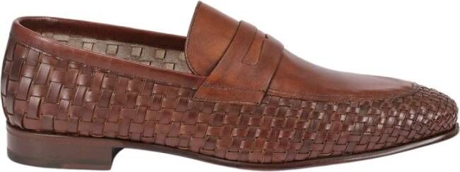 Testoni Geweven Kalfsleren Loafer Blake Flex Constructie Brown Heren