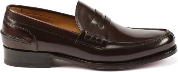 Testoni Handgeverfde Leren Loafer met Comfort Brown Heren