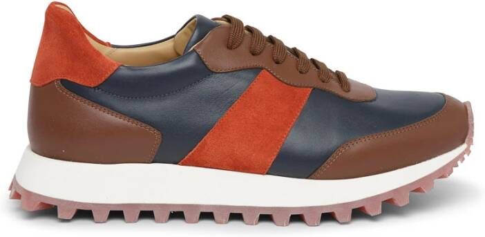 Testoni Leren en Suède Sneaker Brown Heren