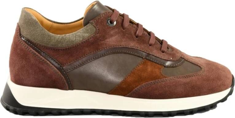 Testoni Leren Sneakers met Rubberen Zool Brown Heren