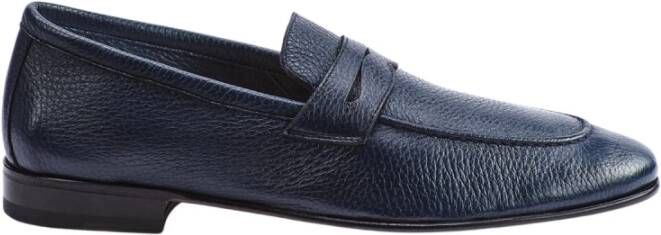 Testoni Loafer van hertenleer met puntige neus Blue Heren