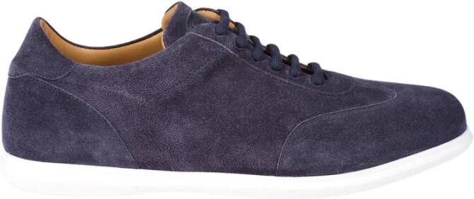 Testoni Minimal Oxford Suede Sneaker Blue Heren