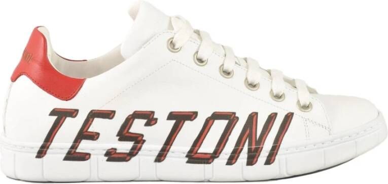 Testoni Leren Sneakers met Rubberen Zool White Heren