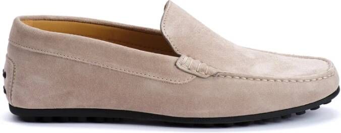 Testoni Suede Driver Schoenen Metalen Ornament Beige Heren