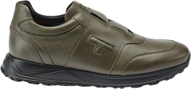 Testoni Urban Slip-On Sneaker met Iconische T-Patch Green Heren