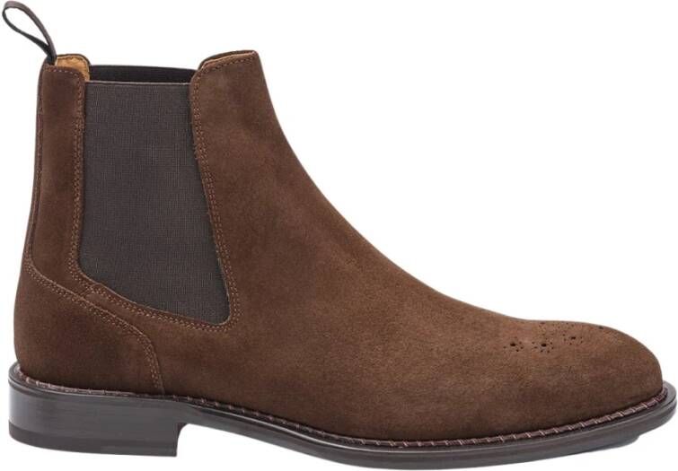 Testoni Venezia Chelsea English Suede Calf Brown Heren