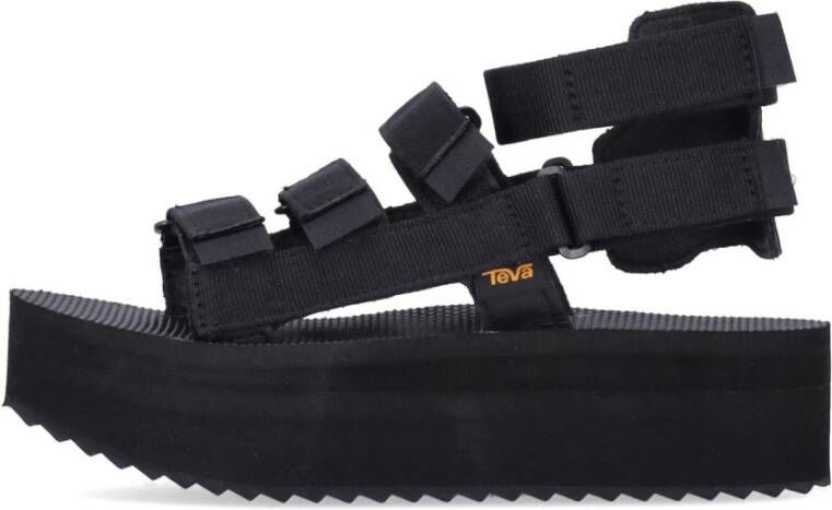 Teva Zwarte Plateau Sandaal met Verstelbare Banden Black Dames