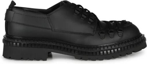 THE Antipode Zwarte Leren Platte Schoenen Black Heren