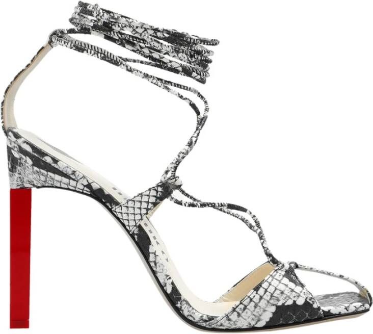 The Attico Adele Slangenprint Hoge Hak Sandalen Gray Dames