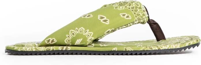 The Attico Bandana Print Teenslippers Green Dames