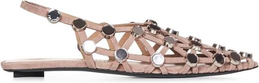 The Attico Beige Ballerina Flats met Mirror Studs Beige Dames