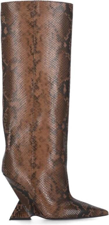 The Attico Bruine Leren Animalier Laarzen met Geometrische Hak Brown Dames