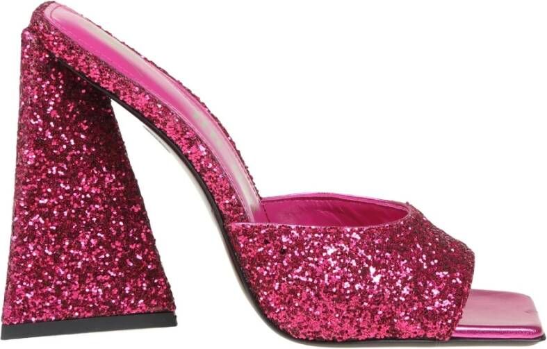 The Attico Fuchsia Glitter Vierkante Neus Muiltjes Pink Dames