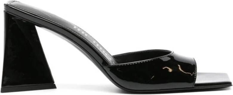 The Attico Leren sandalen met vierkante neus Black Dames