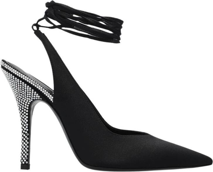 The Attico Venus Slingback Pumps met Strass Hiel Black Dames