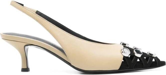 The Attico Stud Versierde Beige Slingback Hakken Beige Dames