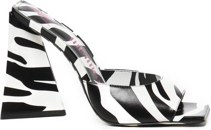 The Attico Zebra Print Pyramid Hak Sandalen Black Dames